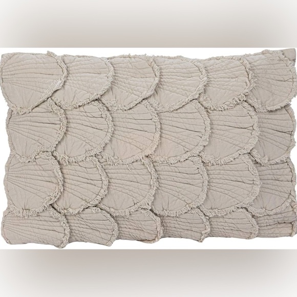 Creative Co-Op Cotton Lumbar Pillow With Appliqued Quilted Seashells, Sage - Picture 8 of 14